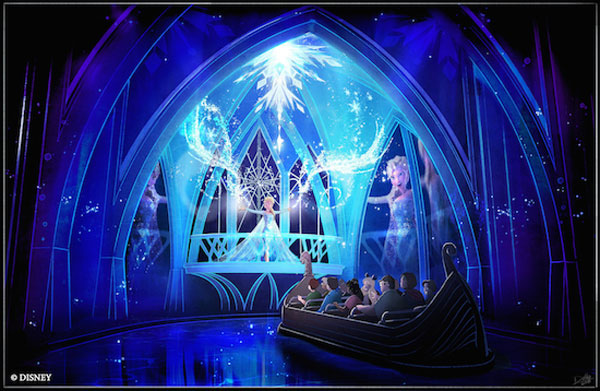 The concept art for the Frozen Ever After ride.