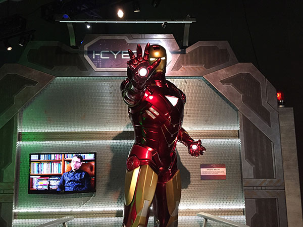 The life-size Iron Man at the Androids and Alien Worlds exhibit
