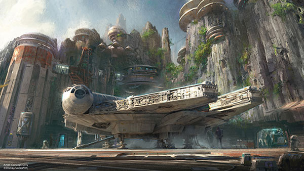 Concept art from the Millennium Falcon: Smugglers Run attraction at Disney's Hollywood Studios
