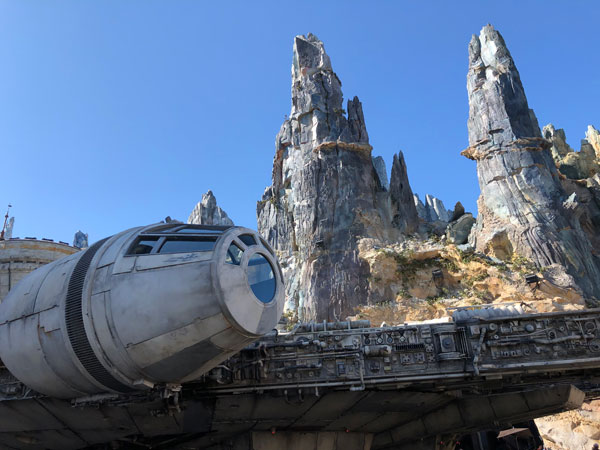 The Millennium Falcon is quite a sight at Star Wars: Galaxy's Edge.