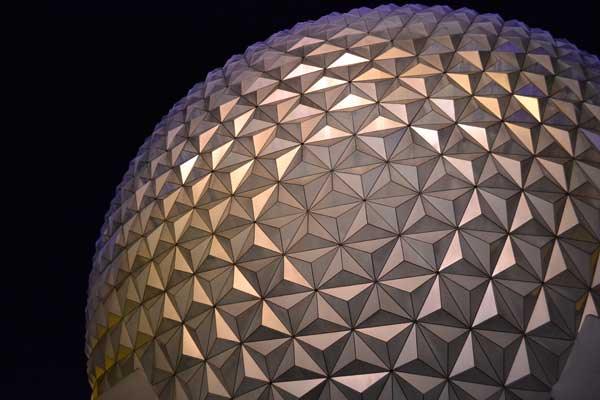 Spaceship Earth looks incredible at night from any angle.