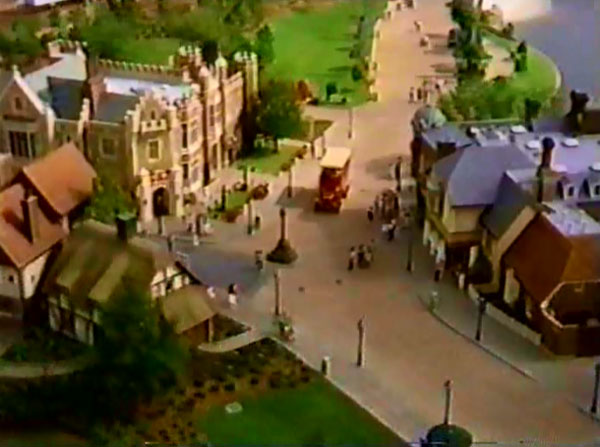 Great Britain in EPCOT Center viewed from above in a souvenir video