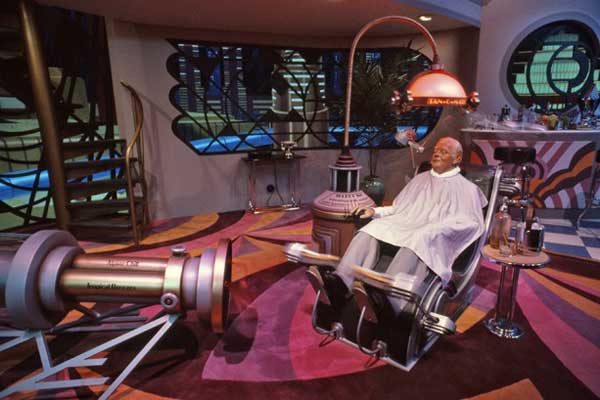 The iconic scene with the robot barber in Horizons remains known today.