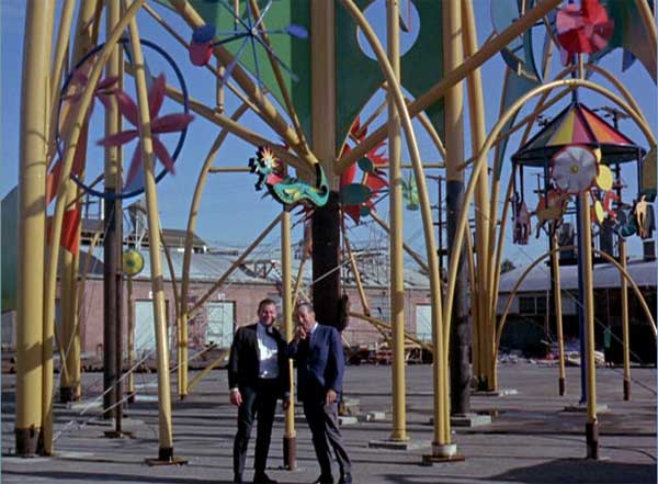 Walt Disney and Rolly Crump at the Tower of the Four Winds at the New York World's Fair.