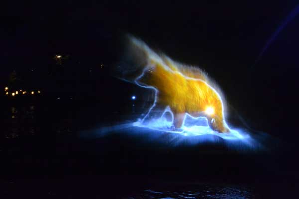 A bear image in Rivers of Light, which formerly played in Disney's Animal Kingdom at Walt Disney World.