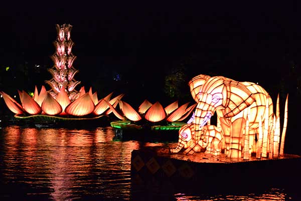 An elephant float at Disney's Animal Kingdom in its former nighttime show.