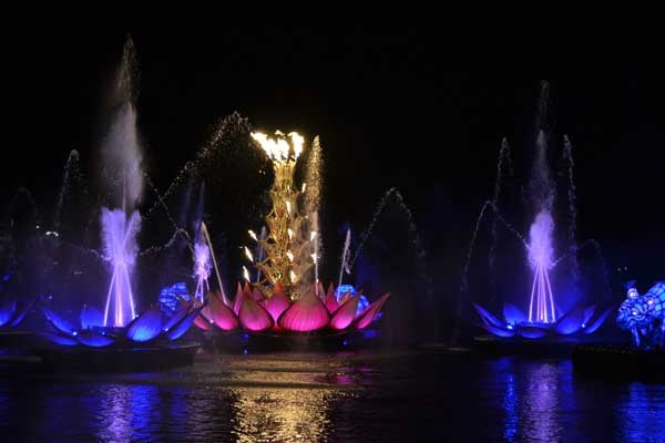 Dazzling fountains in the now extinct Rivers of Light at Disney's Animal Kingdom