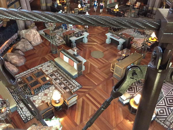 This stunning view is one of many from the Maasai Bridge in the Jambo House lobby at Disney's Animal Kingdom Lodge.