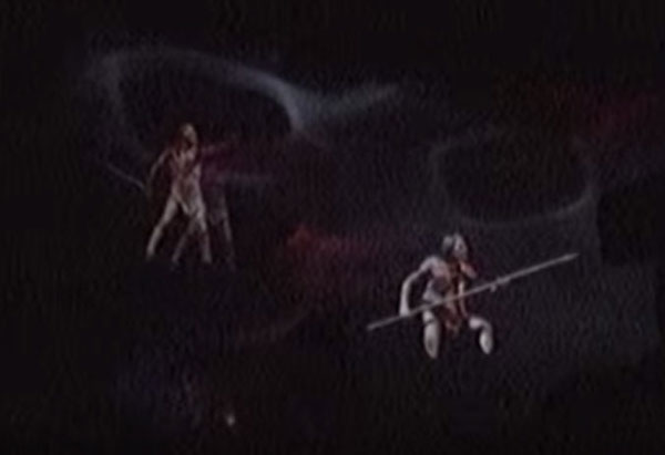 The image of Cro-Magnon men on the hunt begin the first scene of Spaceship Earth in 1994.