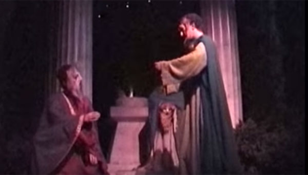 The theater scene in the Jeremy Irons version of Spaceship Earth is much different than what we experience in the attraction today.