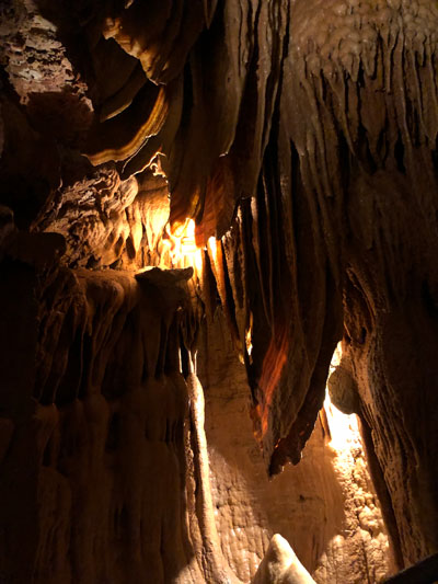 The stalactites at the cave in Silver Dollar City give some gorgeous views.