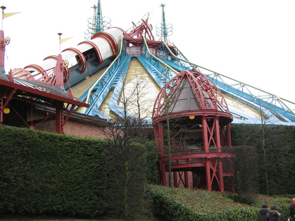 Space Mountain at Disney's French resort has an incredible exterior, designed by Tim Delaney.