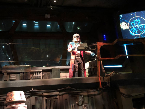 Hondo Ohnaka explains our mission at Galaxy's Edge in the Millennium Falcon: Smugglers Run attraction at Disney's Hollywood Studios.
