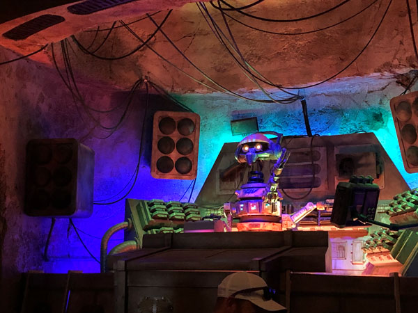 The former Star Tours pilot Rex never stops spinning tunes at Oga's Cantina.