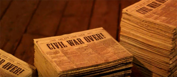 The newspaper from the 2007 version of Spaceship Earth includes the headline proclaiming the end of The Civil War. 