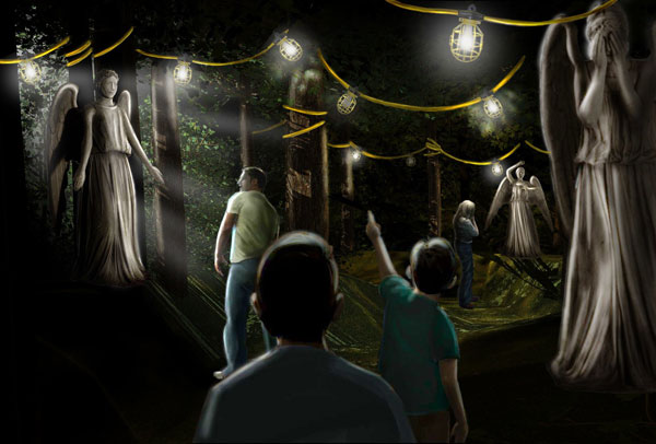 Andy Sinclair-Harris worked on Dr. Who: The Experience, including this scene with the Weeping Angels.