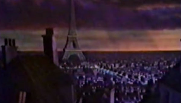 A shot of Paris, France from Delta Dreamflight in The Magic Kingdom at Walt Disney World.