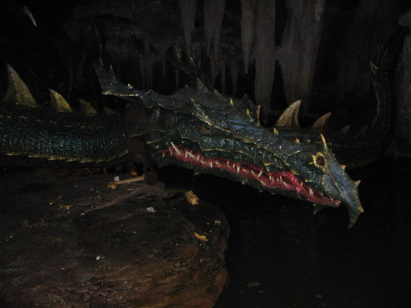 The dragon under the castle at Disneyland Paris is a cool added touch there.