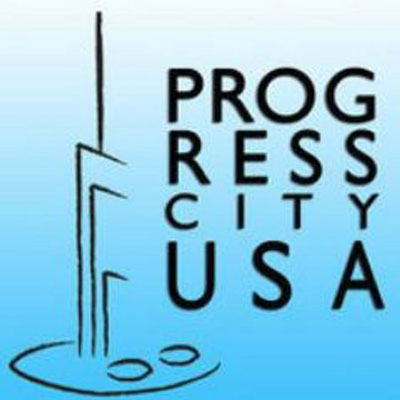 The logo for the Progress City, U.S.A. blog, owned by author and historian Michael Crawford.