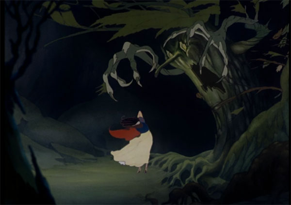 A horrifying scene in the woods from Disney's first feature animated film. 
