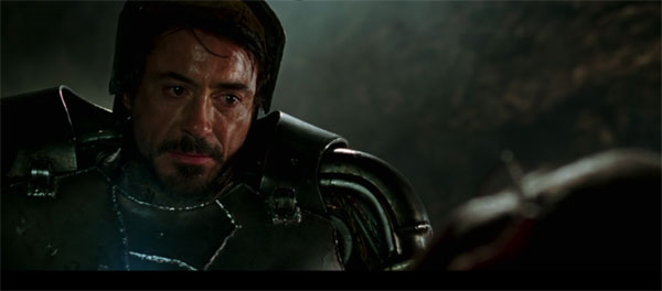 Robert Downey Jr wears the original suit created in a cave before Tony Stark's escape.