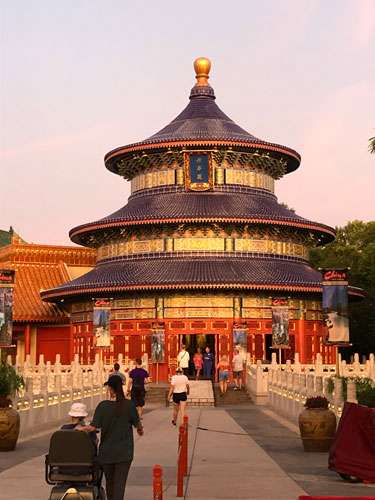 A replica of the Temple of Heaven at the China pavilion in EPCOT Center