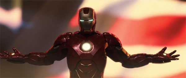 Iron Man drops into the Stark Expo in the MCU sequel Iron Man 2.