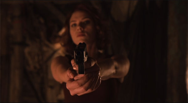 Scarlett Johansson's Black Widow stares down Bruce Banner.
