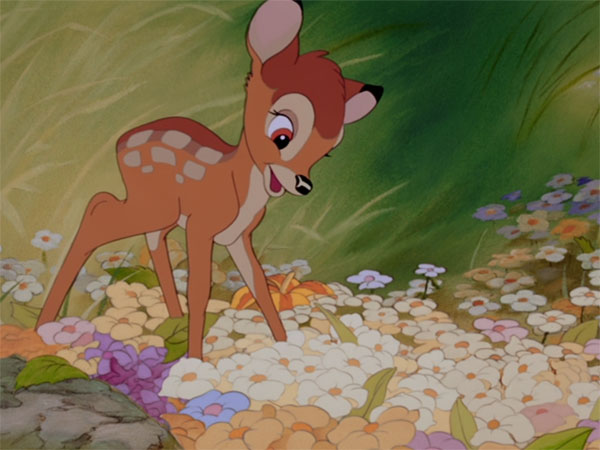 Bambi explores the attractive natural world in the 1942 film.