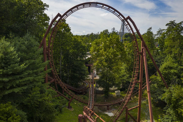Dollywood is an amusement park in a gorgeous setting in the woods near Pigeon Forge, Tennessee.
