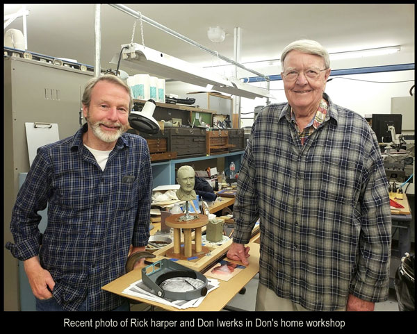 Rick Harper spends time with Don Iwerks in Don's home workshop.