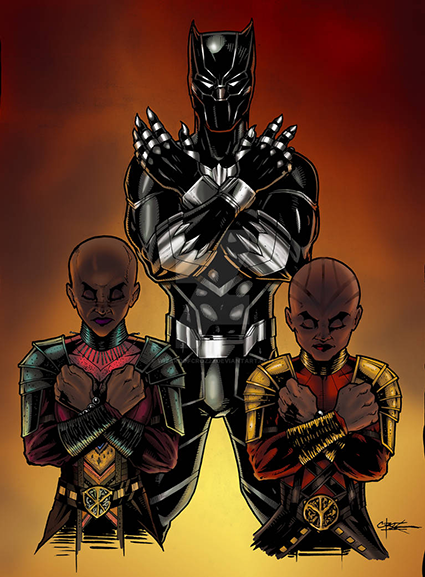 Brian Crosby created this Wakanda Forever piece for the Wonderground Gallery at Downtown Disney in Anaheim.