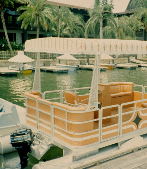 This pontoon boat was a common form of recreation at the Walt Disney World resort in its early years.