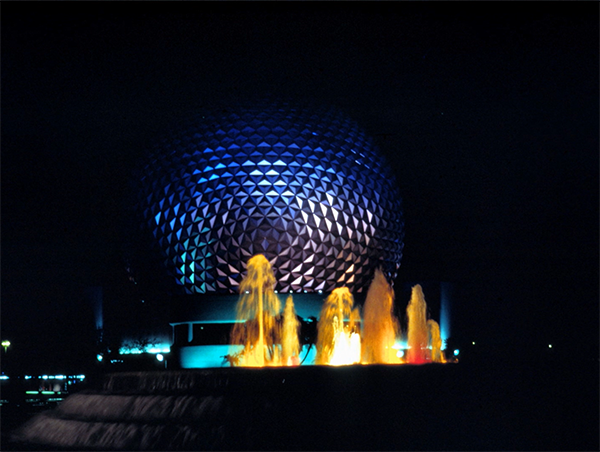 A gorgeous shot of Spaceship Earth in Future World from a 1984 vacation to EPCOT Center.