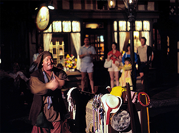The Olde Globe players entertain the crowd at the United Kingdom pavilion in EPCOT Center.