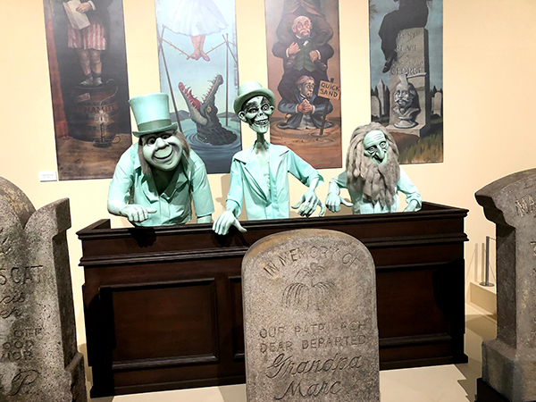 The Hitchhiking Ghosts figures from Walt Disney World at The Haunted Mansion are one of the cooler pieces at the Walt Disney Archives exhibit.