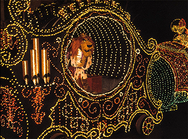 King Leonidas of Bedknobs and Broomsticks is a surprise part of the Main Street Electrical Parade.
