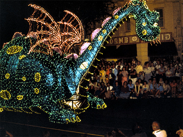 Elliott, known commonly as Pete's Dragon, has been a popular float during the Main Street Electrical Parade at the Magic Kingdom since 1977.