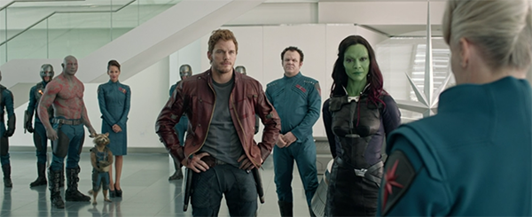 The Guardians of the Galaxy are congratulated after saving Xandar.
