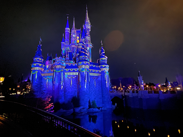 Cinderella Castle looks impressive all lit up at the Magic Kingdom during our return trip to Walt Disney World.