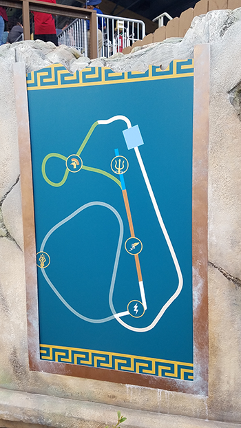 This map of Pantheon at Busch Gardens Williamsburg points out each Roman god represented here.