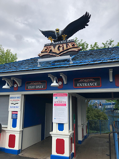 The entrance to American Eagle at Six Flags Great America in Gurnee, Illinois,
