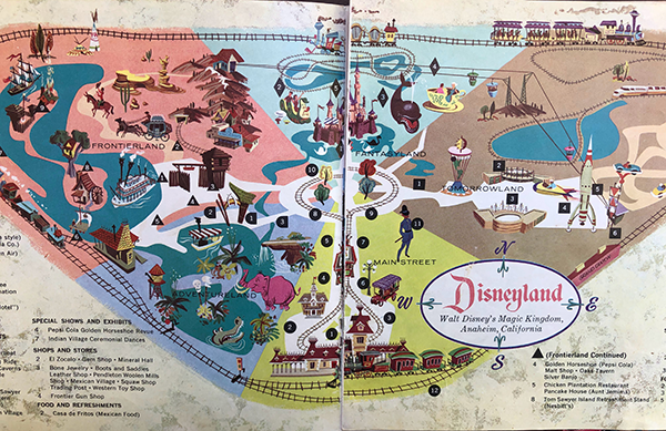 This 1959 souvenir guide included a cool map that sold the fun of Disneyland.