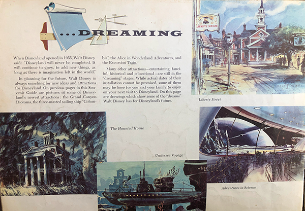 Disneyland's future projects were spotlighted in this "Dreaming" section in 1959.