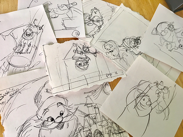 These sketches show the ideas that Ethan Reed put together while creating his Little Golden Book.  